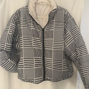 L*Space Black and Cream Houndstooth Puffer Jacket